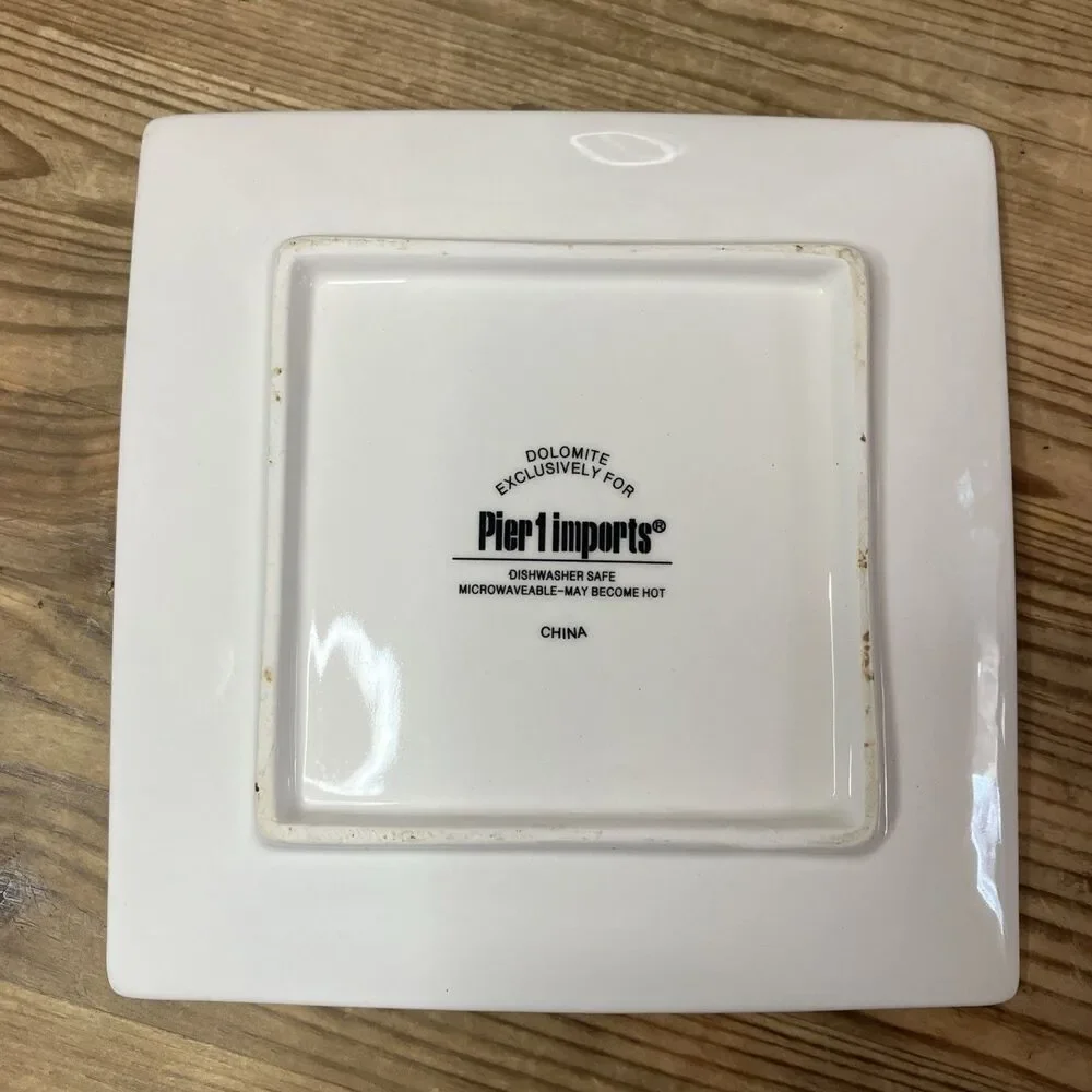 Pier 1 Bluebird Blue Jay Dolomite Dessert Plate/Trinket Dish 7” Square Discont.
